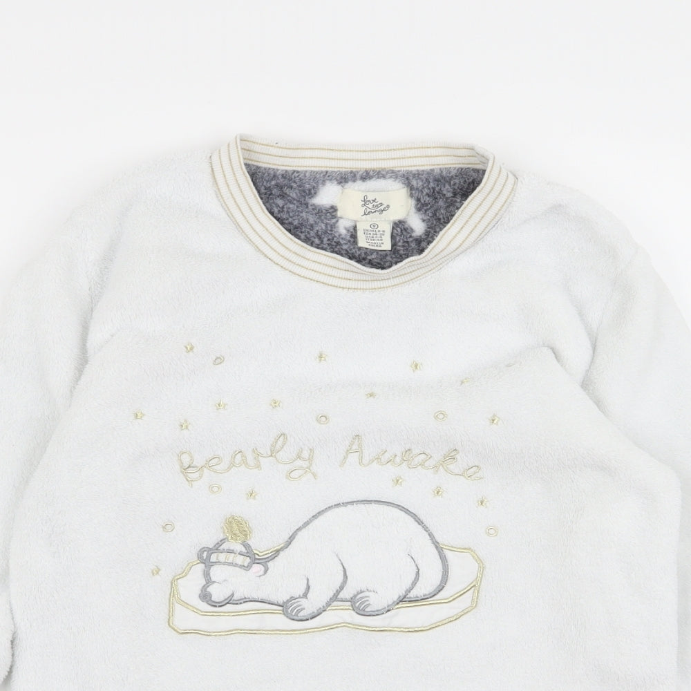 Preworn Womens White   Pullover Jumper Size S  - bearly awake