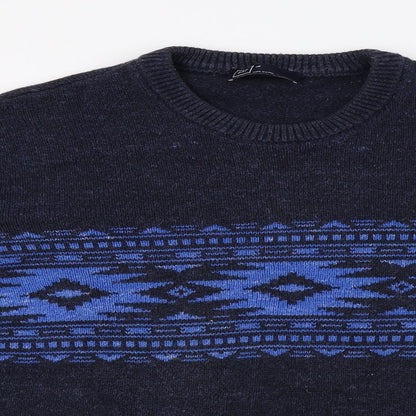Preloved Gap Mens Blue Geometric  Pullover Jumper Size XS - Detail