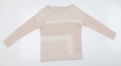 Front view of Principles women’s pink striped jumper, size UK 10