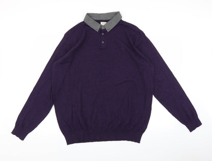 Front view of ACW85 men’s purple polo, size XL