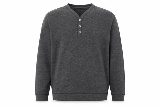 Front view of Easy men’s grey jumper, size M