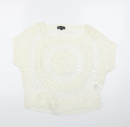 Preloved Select Womens White  Knit Pullover Jumper Size L - Front