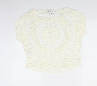 Preloved Select Womens White  Knit Pullover Jumper Size L - Back