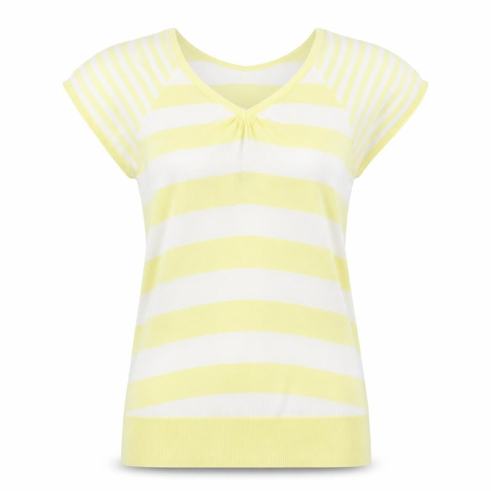 TU Womens Yellow Striped Knit Pullover Jumper Size 14