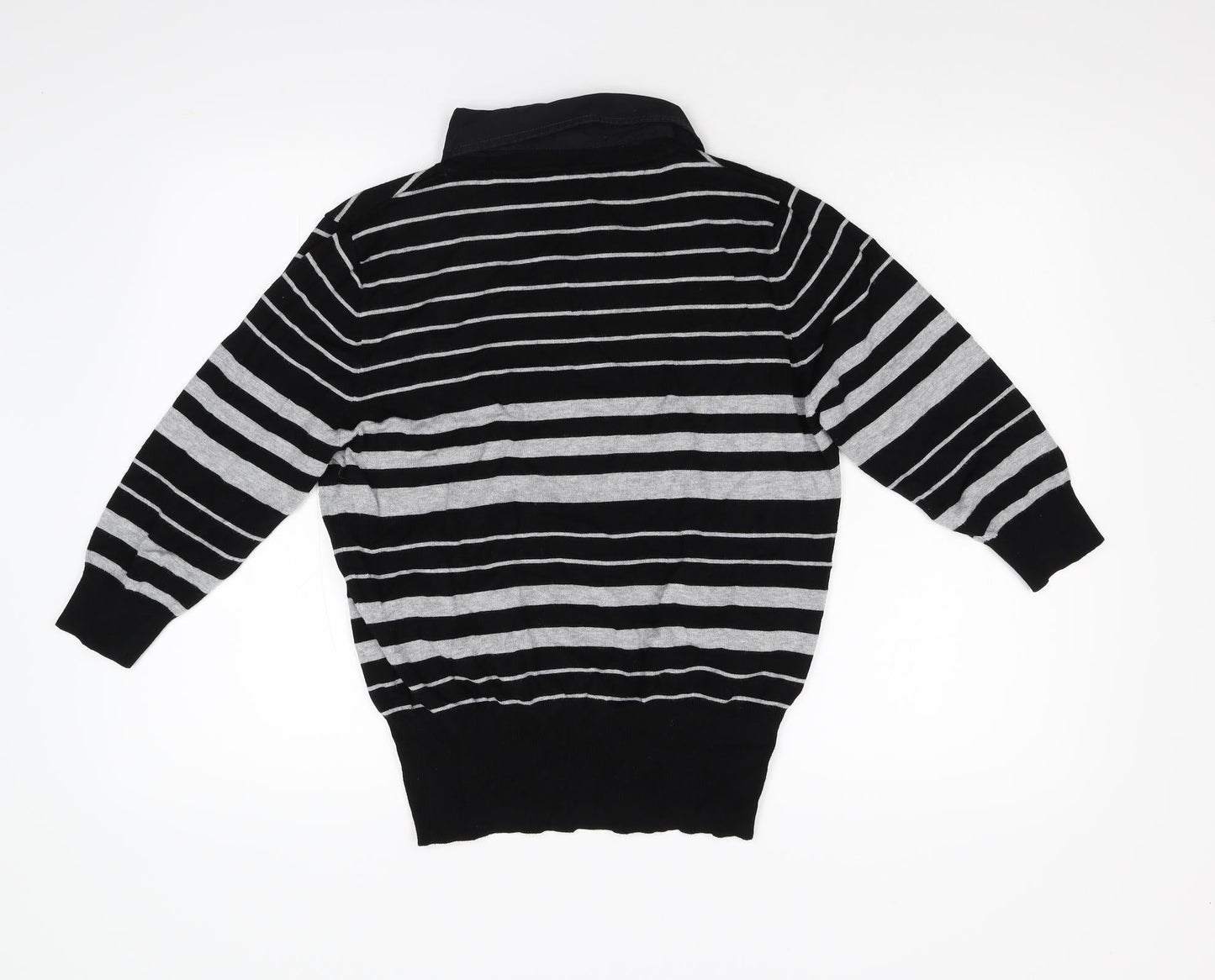Preworn Womens Black Striped Knit Pullover Jumper Size M