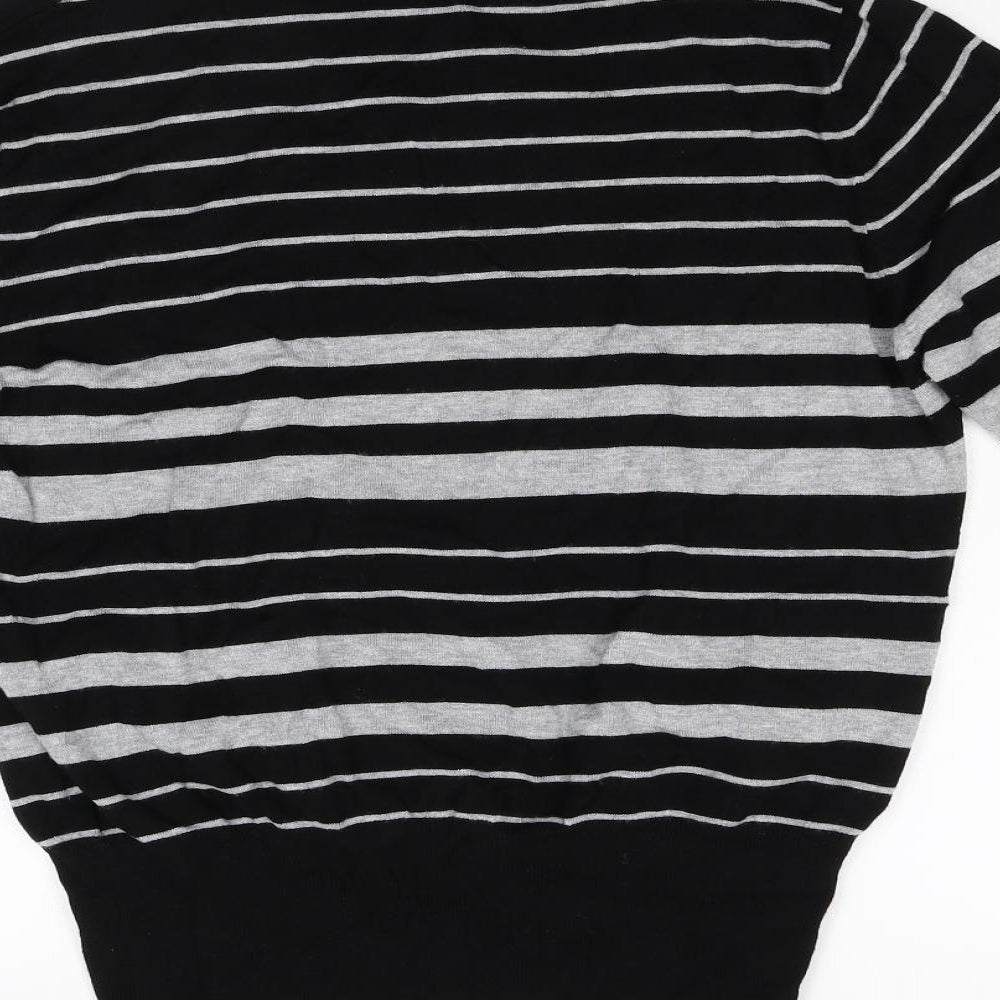 Preworn Womens Black Striped Knit Pullover Jumper Size M