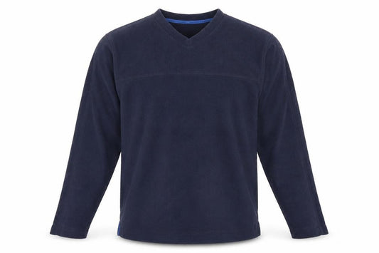 Front view of Easy men’s blue jumper, size S