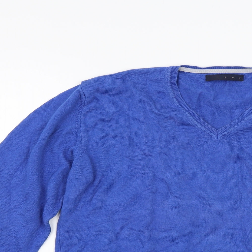 Isac Mens Blue  Knit Pullover Jumper Size M