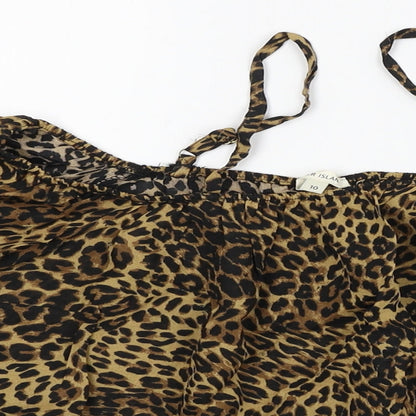River Island Womens Orange Animal Print  Basic Blouse Size 10