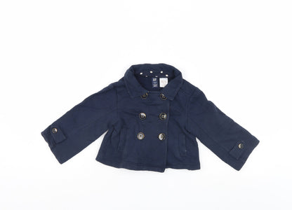 Additional front view of Gap girls’ blue basic coat coat, size 3, years