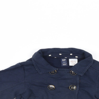 Close-up detail of Gap girls’ blue basic coat coat, size 3, years