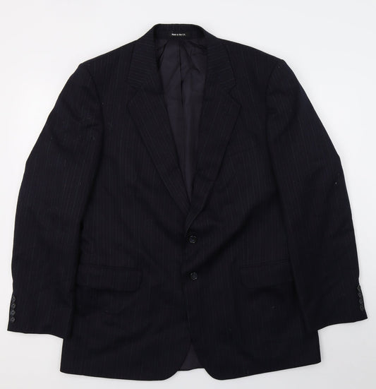 St Michael Mens Blue Striped  Jacket Suit Jacket Size L