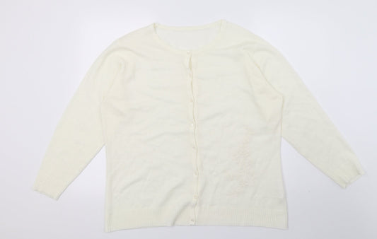 Preworn Womens Ivory  Knit Cardigan Jumper Size M