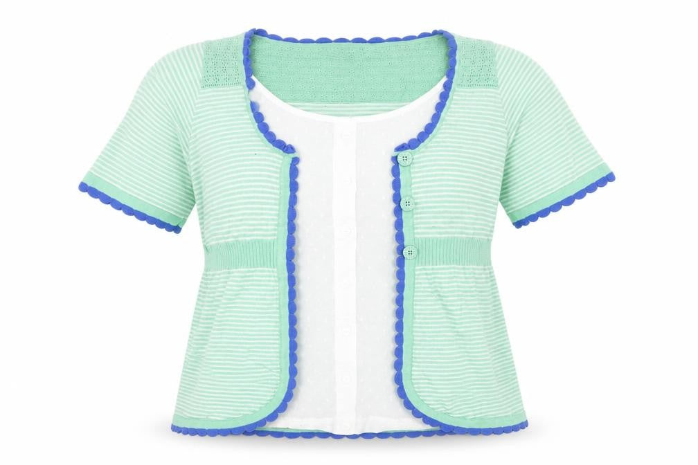 Per Una Womens Green Striped Knit Basic Blouse Size 16