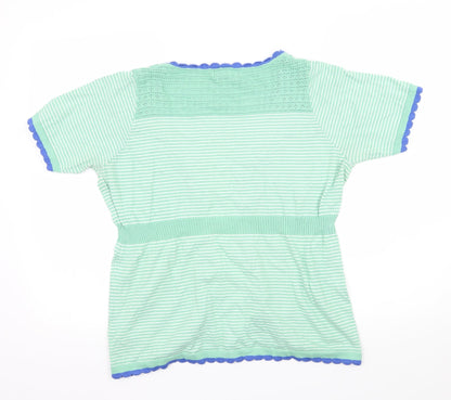 Per Una Womens Green Striped Knit Basic Blouse Size 16