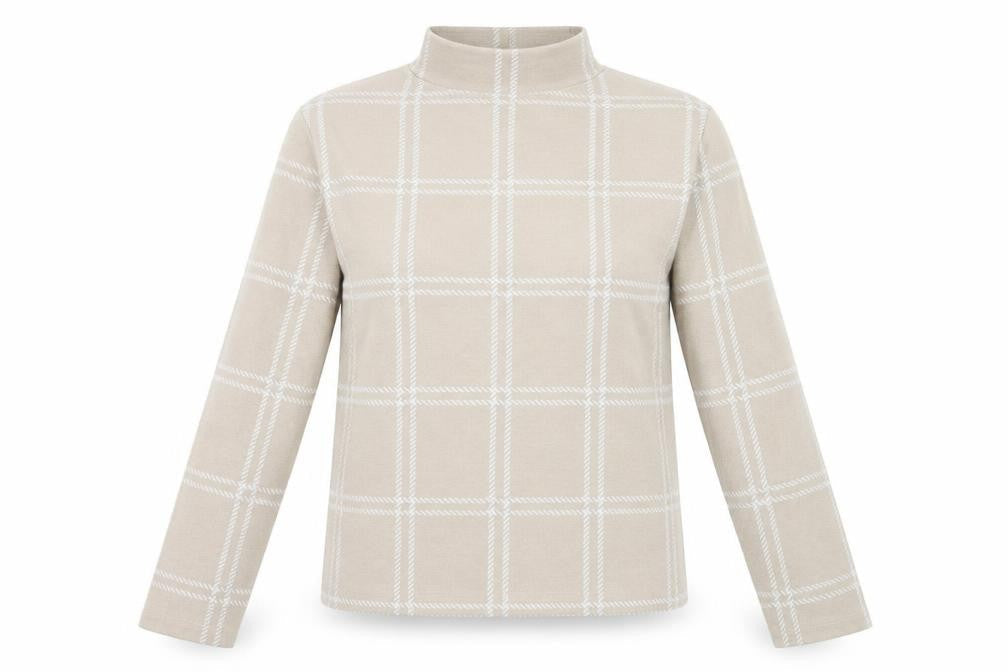 Marks & Spencer Womens Beige Check  Basic T-Shirt Size 12