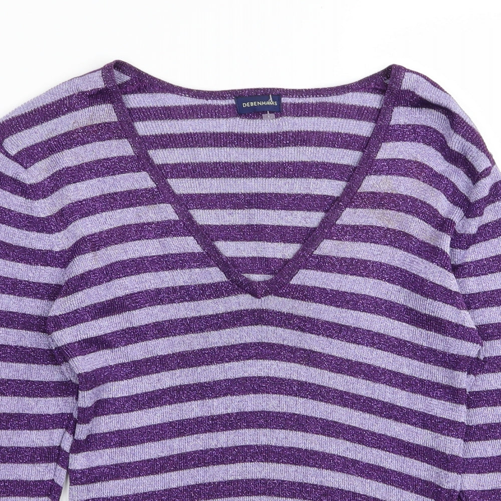 Debenhams Womens Multicoloured Striped  Basic T-Shirt Size 12