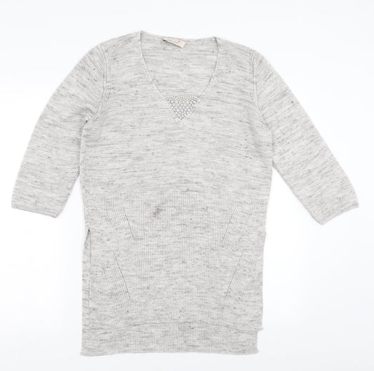 Marks and Spencer Womens Grey   Pullover Jumper Size 12  - Side split