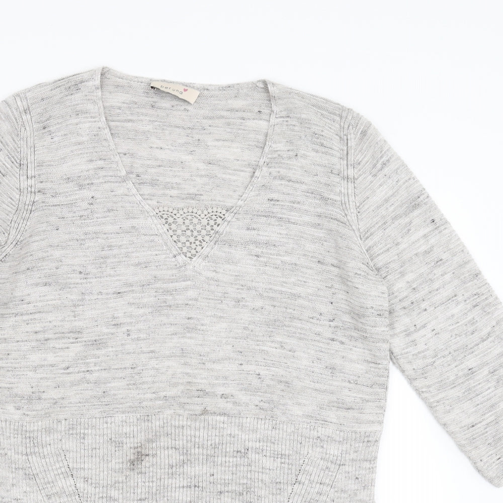 Marks and Spencer Womens Grey   Pullover Jumper Size 12  - Side split