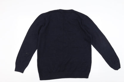 Back view of Easy men’s blue jumper, size L