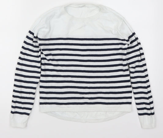 H&M Girls White Striped  Pullover Jumper Size 11-12 Years  - Blue