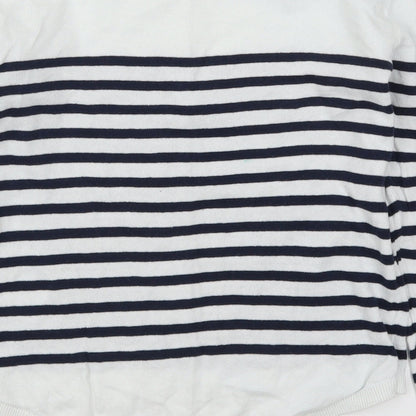 Preloved H&M Girls White Striped  Pullover Jumper Size 11-12 Years  - Blue - Label