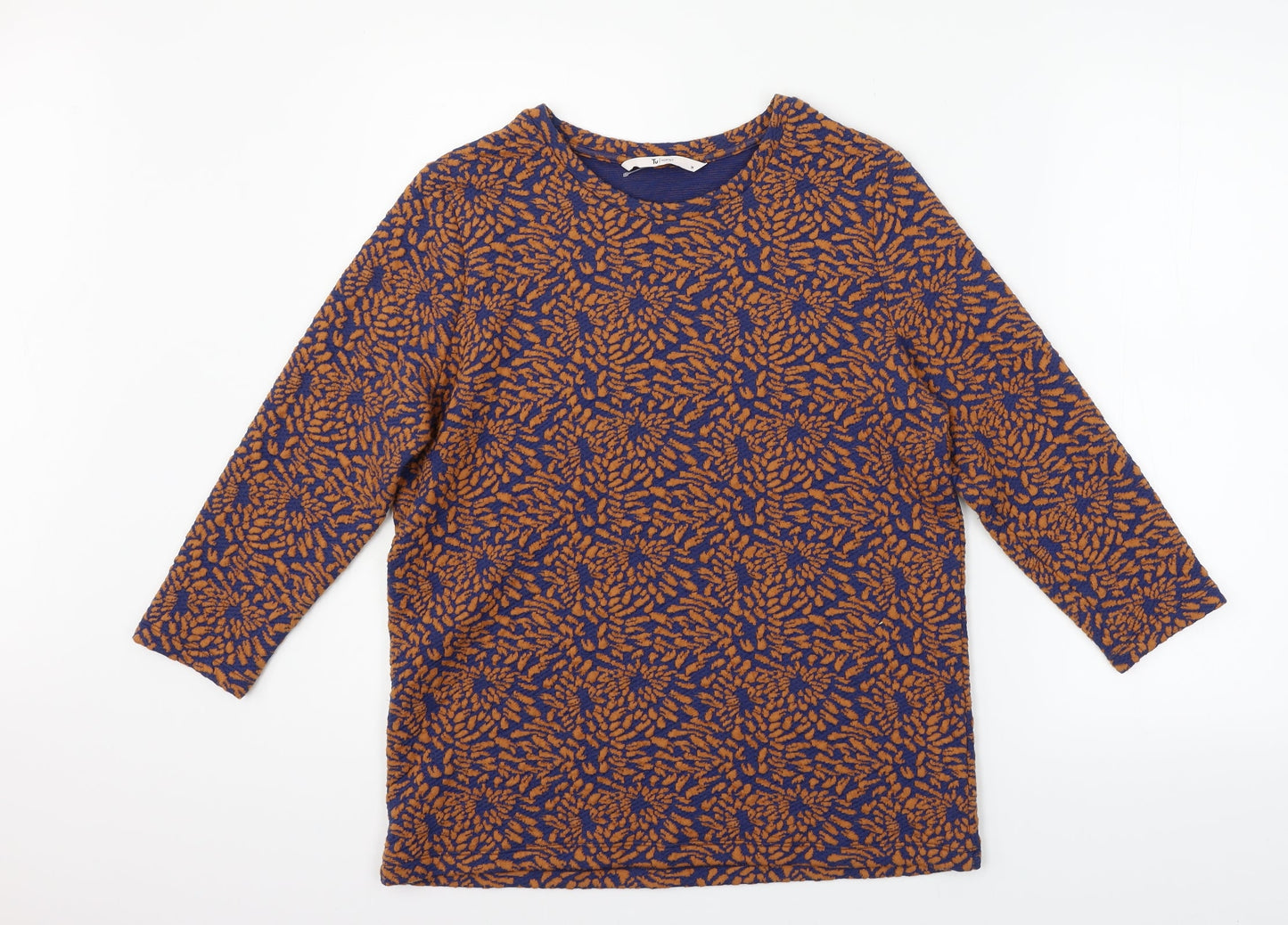 TU Womens Orange Geometric  Pullover Jumper Size 14