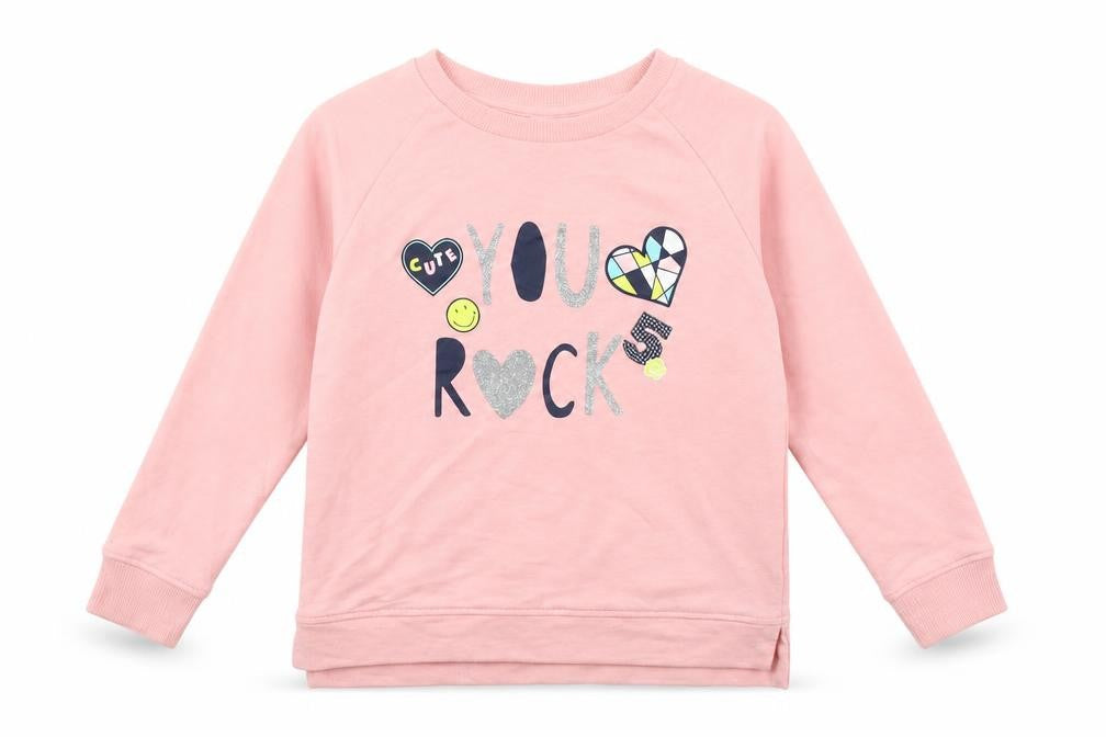 B Collection Girls Pink   Pullover Jumper Size 7 Years  - you rock