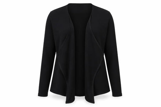 Front view of Papaya women’s black cardigan jumper, size UK 10
