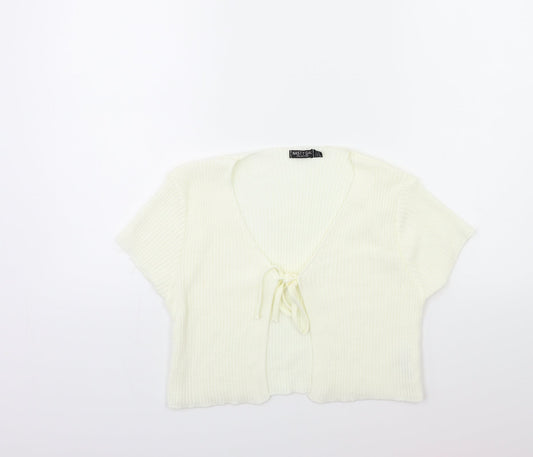 Nasty Gal Womens White  Knit Cardigan Jumper Size 10