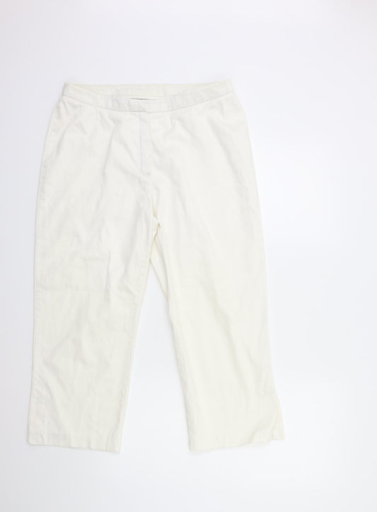 Marks and Spencer Womens White   Cropped Trousers Size 32 in L22 in