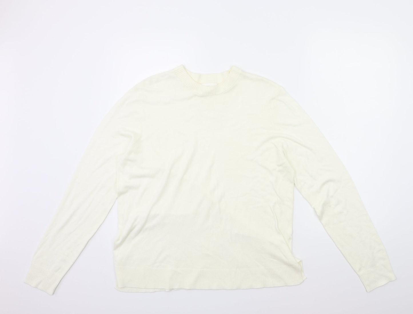 H&M Womens White  Knit Pullover Jumper Size M