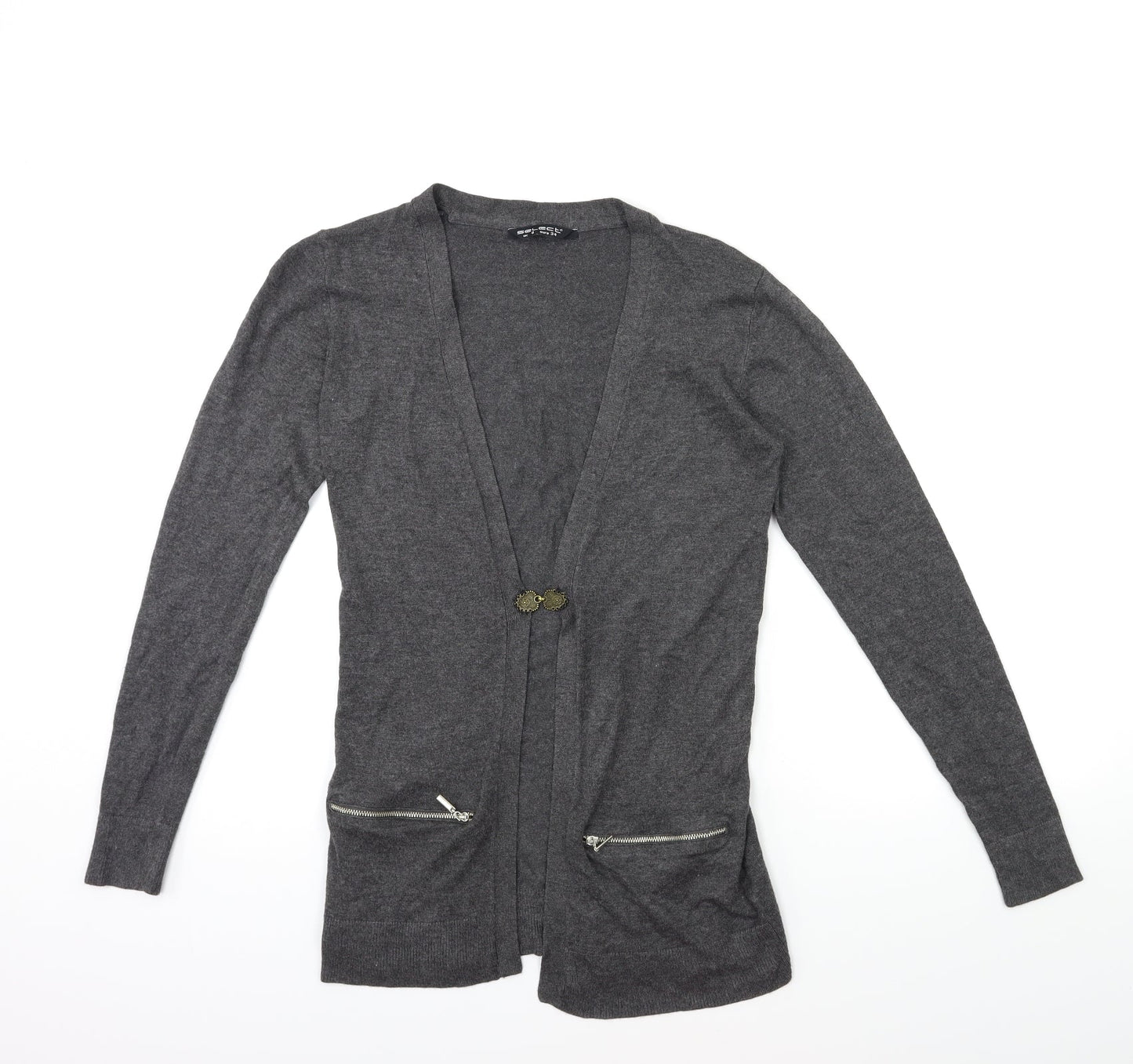 Select Womens Grey  Knit Cardigan Jumper Size 6
