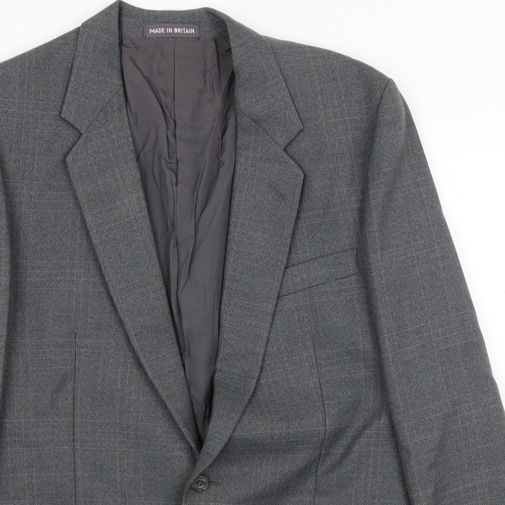 Dunn & Co Mens Grey Plaid  Jacket Blazer Size M