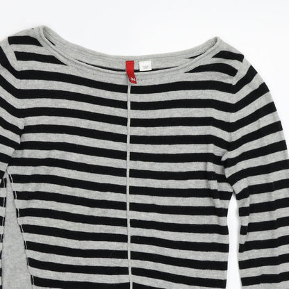 H&M Womens Grey Striped  Pullover Jumper Size 34