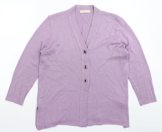 Bonmarché Womens Purple  Knit Cardigan Jumper Size L