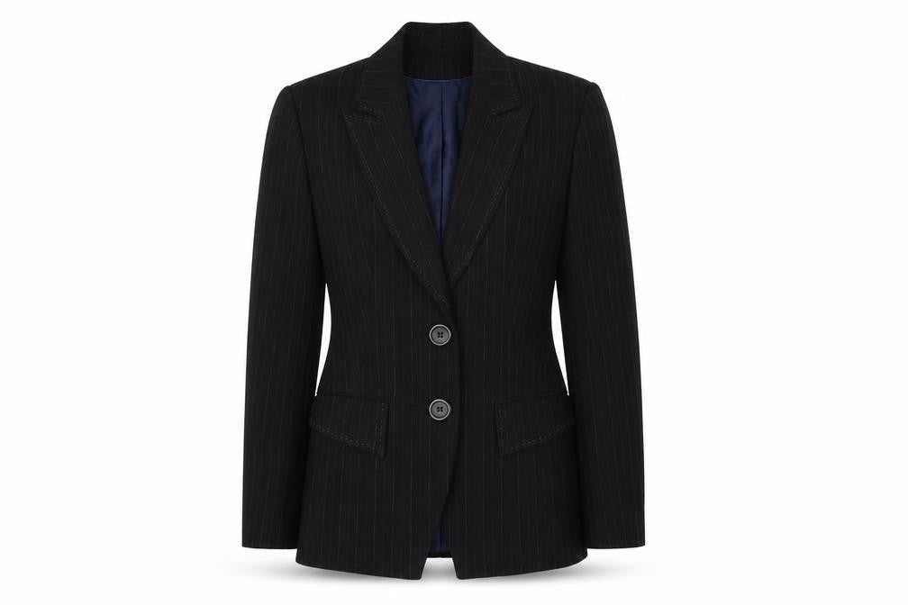 NEXT Womens Black Striped  Jacket Suit Jacket Size 8