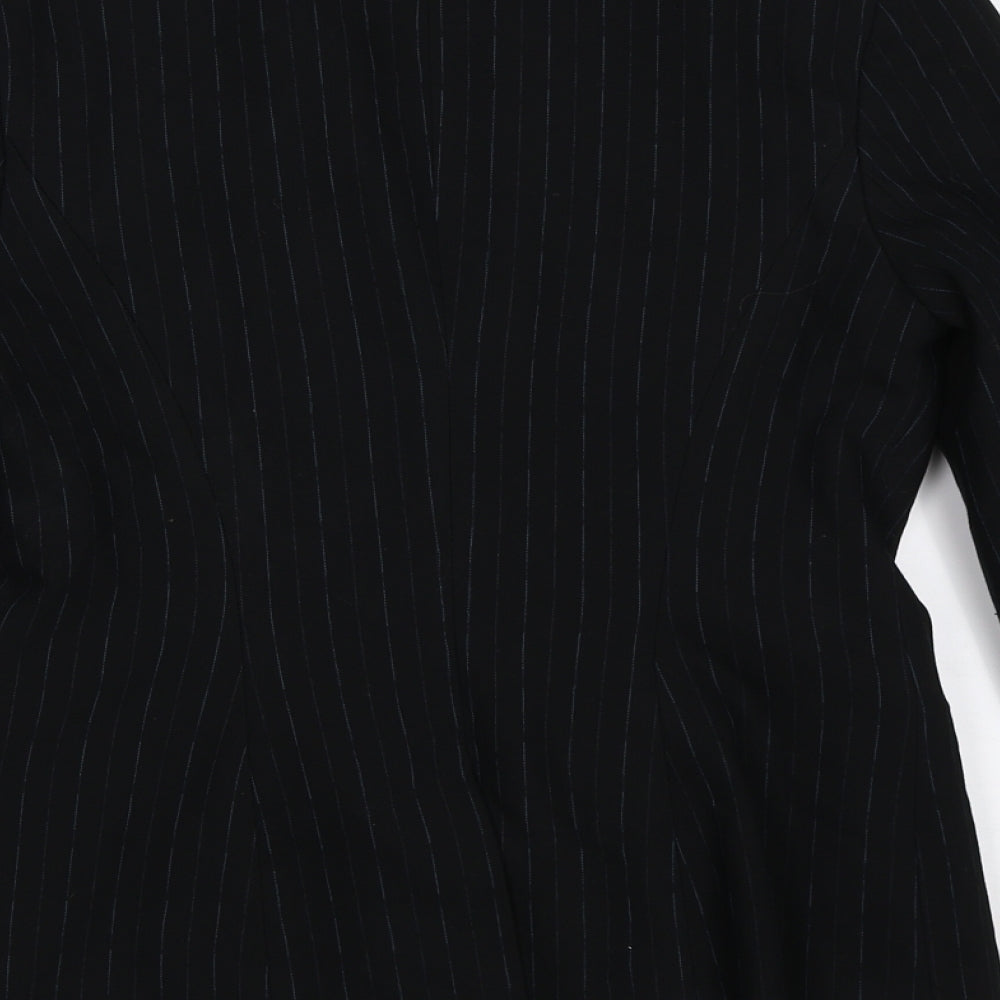 NEXT Womens Black Striped  Jacket Suit Jacket Size 8