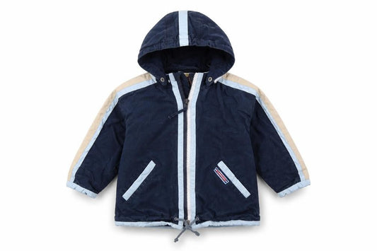 Front view of STEFFENS boys’ blue jacket, size 18, months