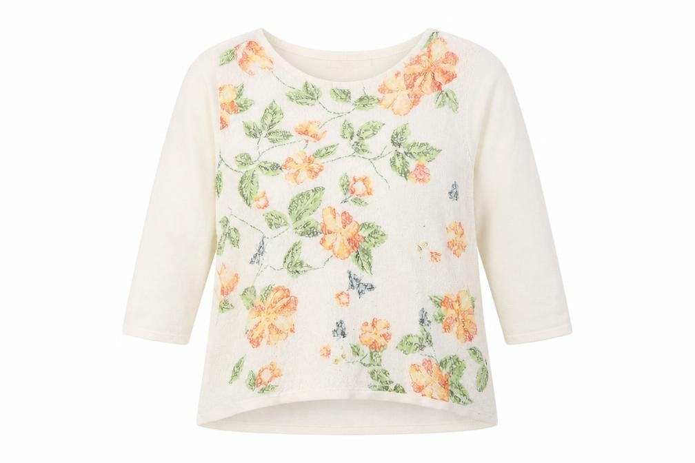 Vida Vi Womens White Floral Knit Pullover Jumper Size M