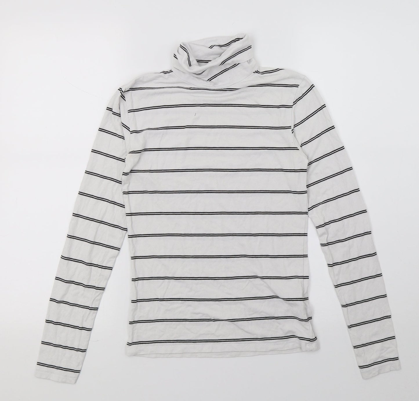 Dotti Womens White Striped Jersey Basic T-Shirt Size XS