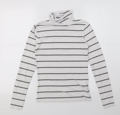 Preloved Dotti Womens White Striped Jersey Basic T-Shirt Size XS - Front