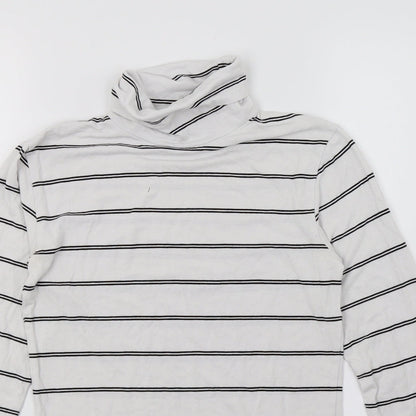 Preloved Dotti Womens White Striped Jersey Basic T-Shirt Size XS - Detail