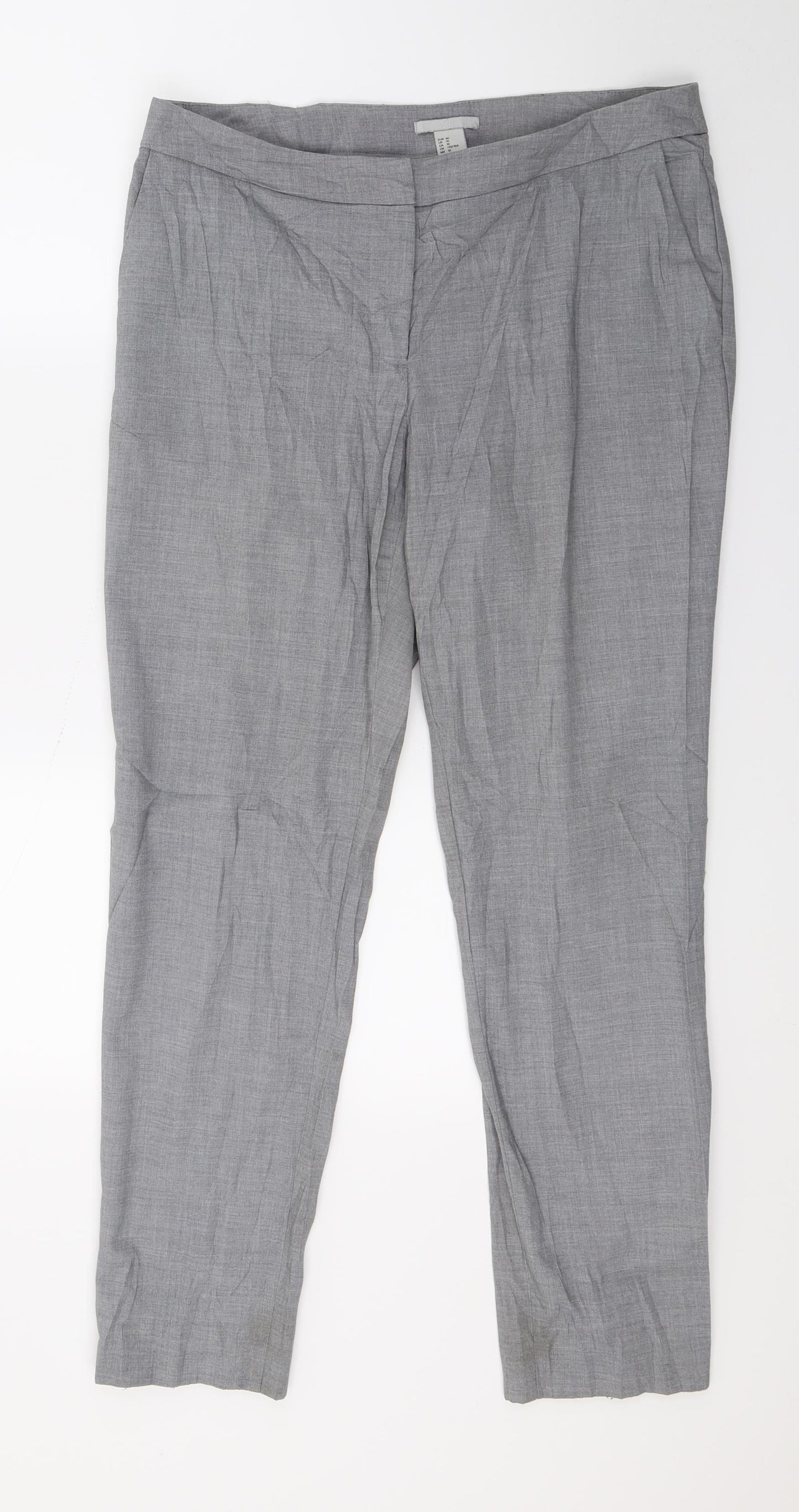 H&M Womens Grey   Cropped Trousers Size 12 L29 in