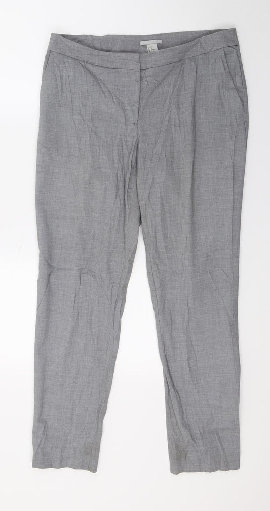 H&M Womens Grey   Cropped Trousers Size 12 L29 in