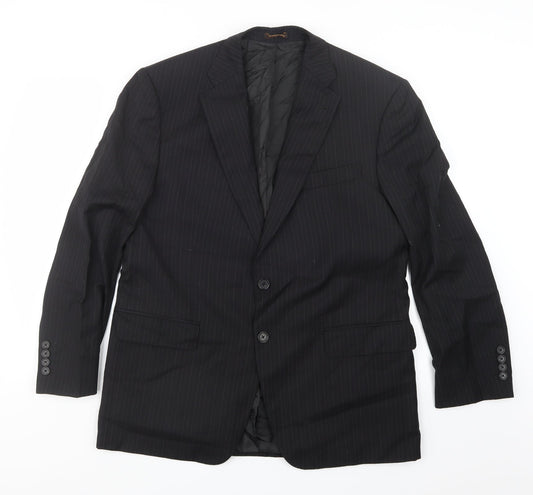 Marks and Spencer Mens Black Striped  Jacket Suit Jacket Size 40