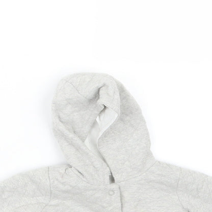 Close-up detail of mamas & papas girls’ grey jacket, size 3-6, months