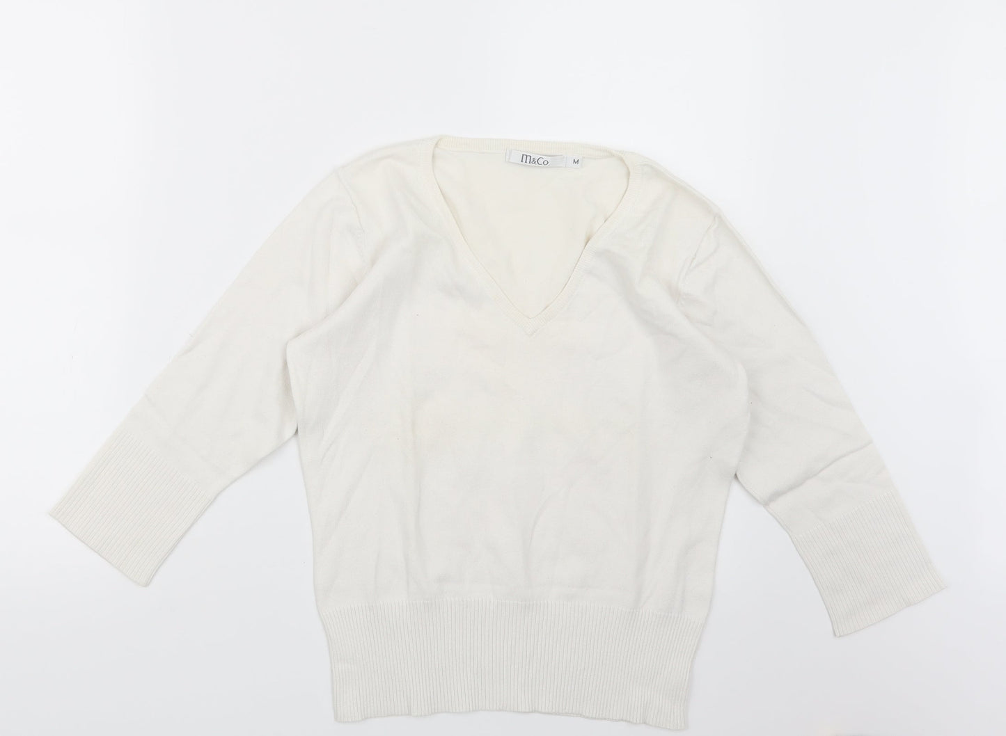 M&Co Womens Ivory  Knit Pullover Jumper Size M