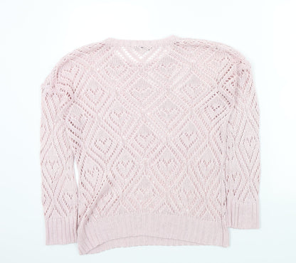 Preloved Peacocks Womens Pink   Pullover Jumper Size S - Back