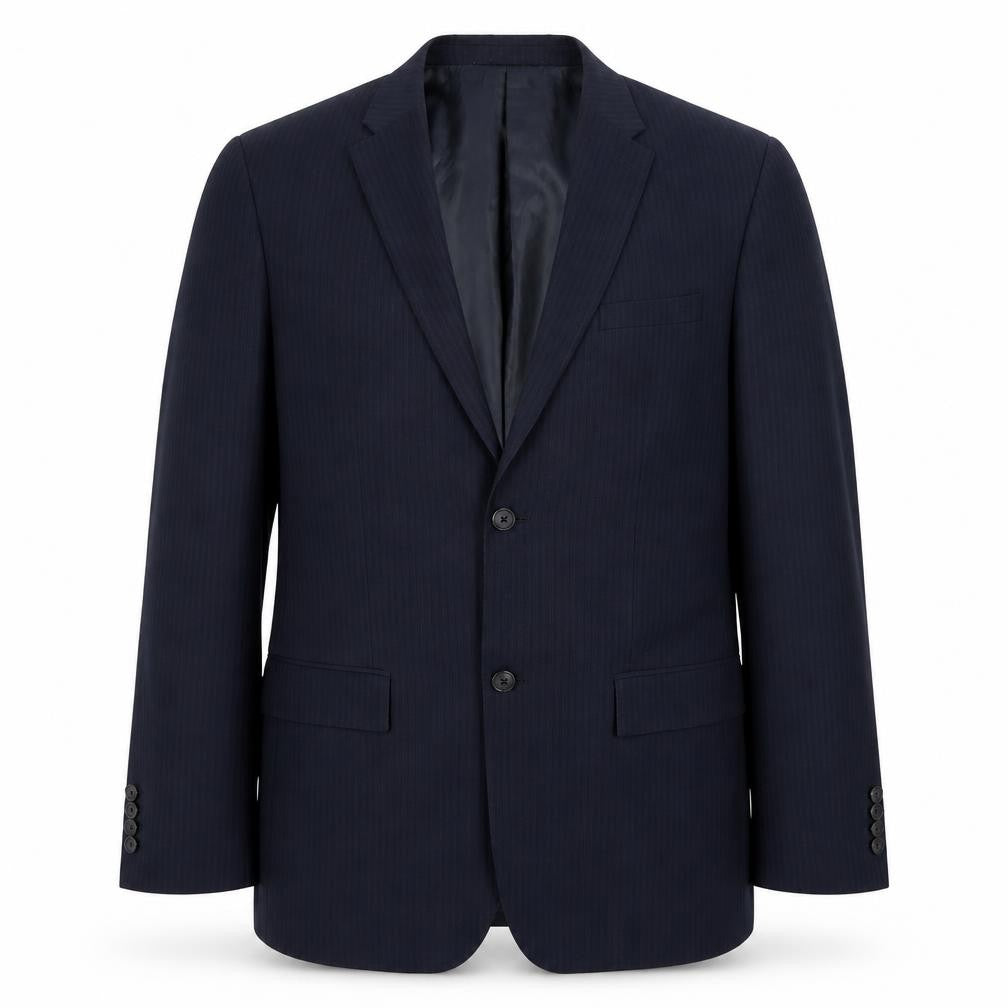 Perry Ellis Mens Blue Striped  Jacket Suit Jacket Size L